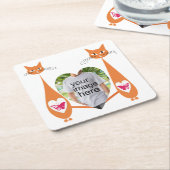 Bewerkbare Cat Love Heart – Aangepast tekstontwerp Kartonnen Onderzetters (Schuin)