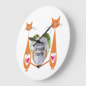 Bewerkbare Cat Love Heart – Custom Design Grote Klok (Hoek)