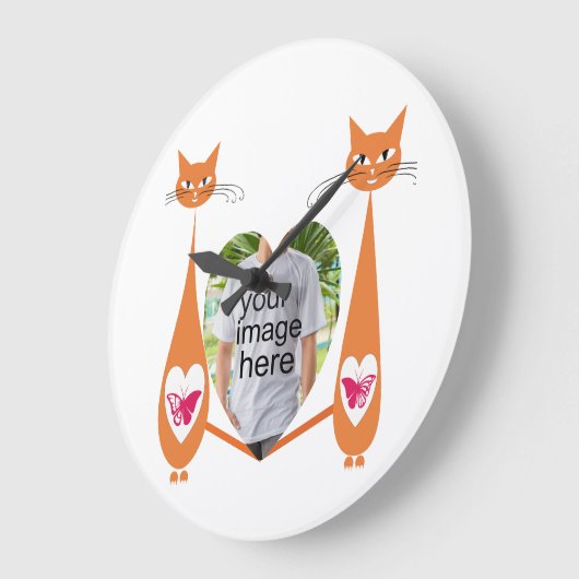 Bewerkbare Cat Love Heart – Custom Design Grote Klok (Hoek)