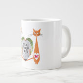 Bewerkbare Cat Love Heart – Custom Design Grote Koffiekop (Voorkant rechts)