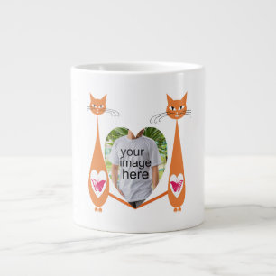 Bewerkbare Cat Love Heart – Custom Design Grote Koffiekop