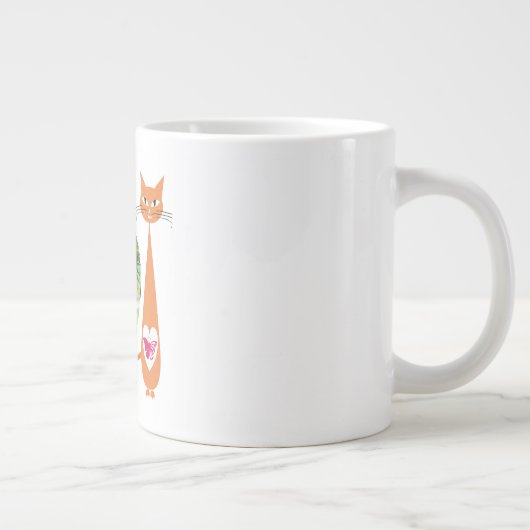 Bewerkbare Cat Love Heart – Custom Design Grote Koffiekop (Rechts)