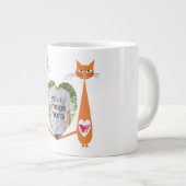 Bewerkbare Cat Love Heart – Custom Design Grote Koffiekop (Voorkant rechts)