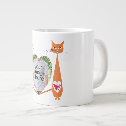 Bewerkbare Cat Love Heart – Custom Design Grote Koffiekop (Voorkant rechts)