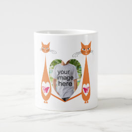 Bewerkbare Cat Love Heart – Custom Design Grote Koffiekop