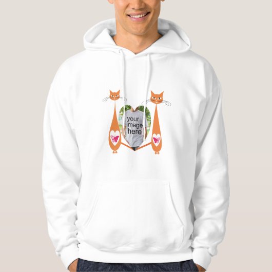 Bewerkbare Cat Love Heart Custom Design Hoodie (Voorkant)