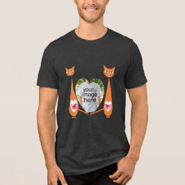 Bewerkbare Cat Love Heart Custom Design Tri-Blend Shirt