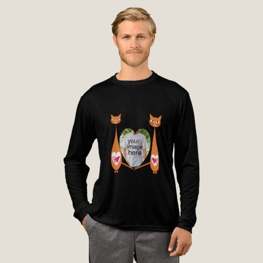 Bewerkbare Cat Love Heart Custom Design Tri-Blend Shirt (Voorkant)