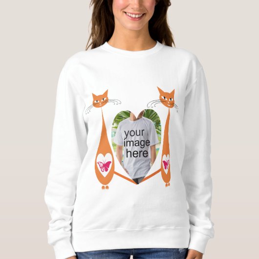 Bewerkbare Cat Love Heart Custom Design Trui (Voorkant)
