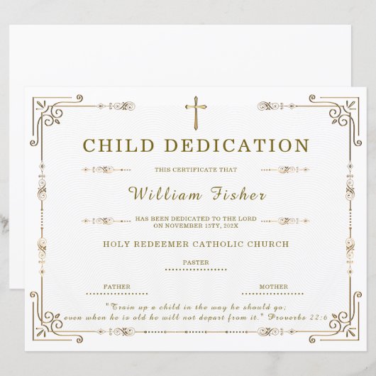 Bewerkbare certificaat template voor kindertoewijd (Voorkant / Achterkant)