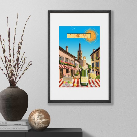 Bewerkbare champagne in Frankrijk  stijl vakantie Poster