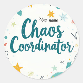 Bewerkbare Chaos Organizer School Ronde Sticker