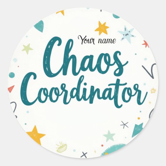 Bewerkbare Chaos Organizer School Ronde Sticker (Voorkant)