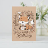 Bewerkbare Charming Fox Verjaardag Kaart (Staand voorkant)