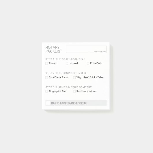 Bewerkbare checklist voor levering aan notarissen post-it® notes (Voorkant)