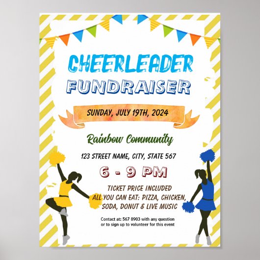 Bewerkbare Cheerleader Fundraiser Flyer Poster (Voorkant)