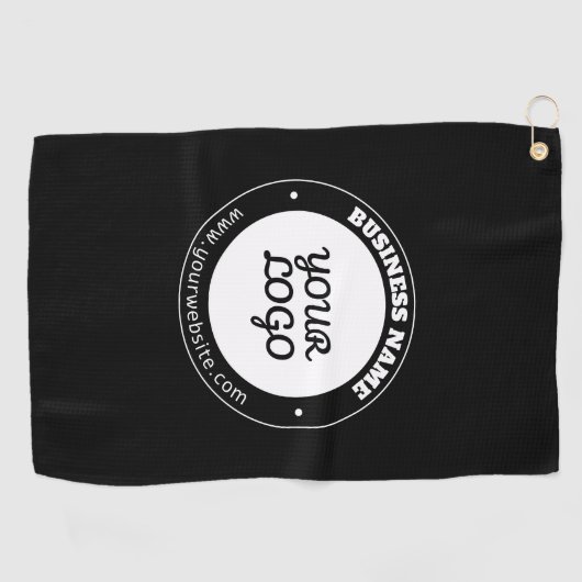 Bewerkbare circulaire tekst en geüploade Logo-Sjab Golfhanddoek (Horizontaal)