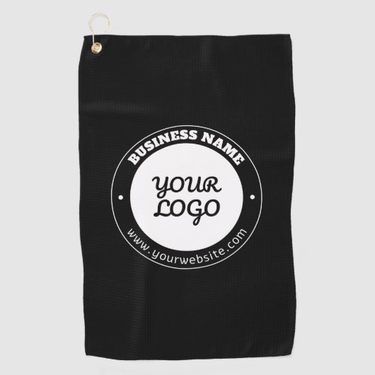 Bewerkbare circulaire tekst en geüploade Logo-Sjab Golfhanddoek (Voorkant)