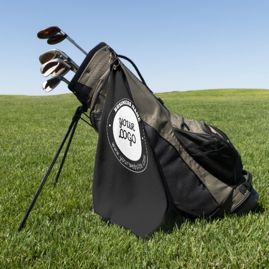 Bewerkbare circulaire tekst en geüploade Logo-Sjab Golfhanddoek (Groen)