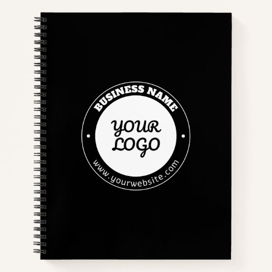 Bewerkbare circulaire tekst en geüploade Logo-Sjab Notitieboek (Voorkant)