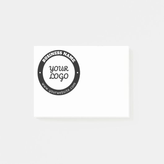 Bewerkbare circulaire tekst en geüploade Logo-Sjab Post-it® Notes (Voorkant)