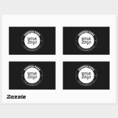 Bewerkbare circulaire tekst en geüploade Logo-Sjab Rechthoekige Sticker (Vel)