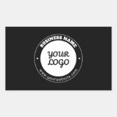 Bewerkbare circulaire tekst en geüploade Logo-Sjab Rechthoekige Sticker (Voorkant)