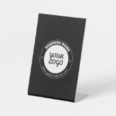 Bewerkbare circulaire tekst en geüploade Logo-Sjab Reclamebord Met Voetstuk (Voorkant)