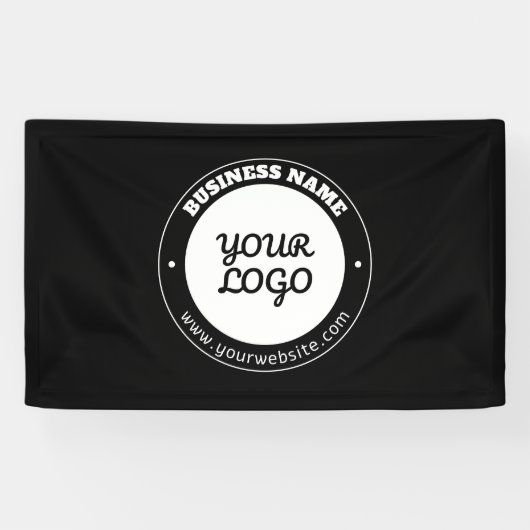 Bewerkbare circulaire tekst en geüploade Logo-Sjab Spandoek (Horizontaal)