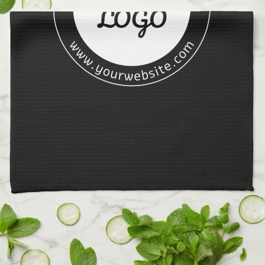 Bewerkbare circulaire tekst en geüploade Logo-Sjab Theedoek (Gevouwen)