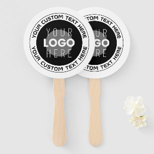 Bewerkbare circulaire tekst en vervangbare Logo Handwaaier