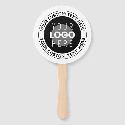 Bewerkbare circulaire tekst en vervangbare Logo |  Handwaaier (Voorkant)