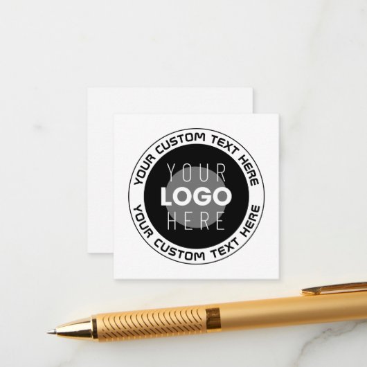 Bewerkbare circulaire tekst en vervangbare Logo | Informatiekaartje (Voorkant / Achterkant in situ)