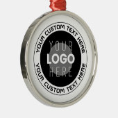 Bewerkbare circulaire tekst en vervangbare Logo | Metalen Ornament (Rechts)