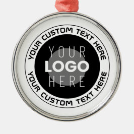 Bewerkbare circulaire tekst en vervangbare Logo |  Metalen Ornament