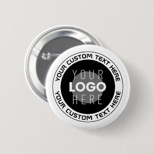 Bewerkbare circulaire tekst en vervangbare Logo    Ronde Button 5,7 Cm