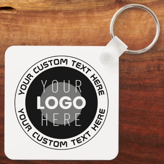 Bewerkbare circulaire tekst en vervangbare Logo | Sleutelhanger (Achterkant)