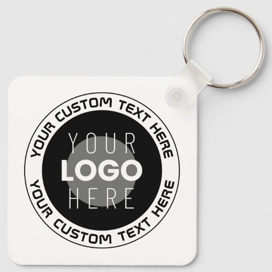 Bewerkbare circulaire tekst en vervangbare Logo | Sleutelhanger (Achterkant)