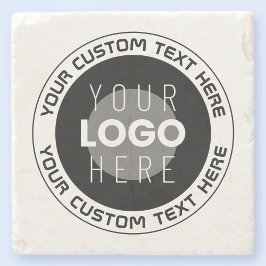 Bewerkbare circulaire tekst en vervangbare Logo |  Stenen Onderzetter
