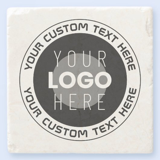 Bewerkbare circulaire tekst en vervangbare Logo |  Stenen Onderzetter