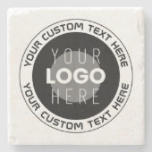 Bewerkbare circulaire tekst en vervangbare Logo |  Stenen Onderzetter (Voorkant)