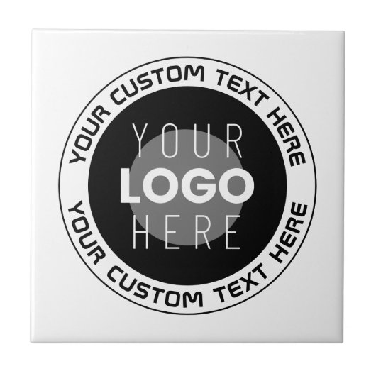 Bewerkbare circulaire tekst en vervangbare Logo |  Tegeltje (Voorkant)