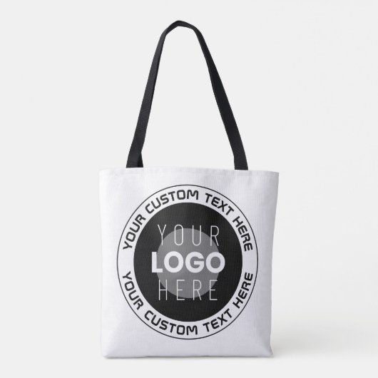 Bewerkbare circulaire tekst en vervangbare Logo |  Tote Bag (Achterkant)