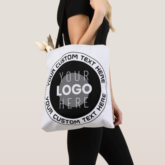 Bewerkbare circulaire tekst en vervangbare Logo |  Tote Bag (Dichtbij)