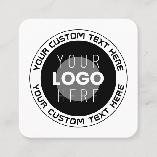 Bewerkbare circulaire tekst en vervangbare Logo |  Vierkante Visitekaartje (Voorkant)