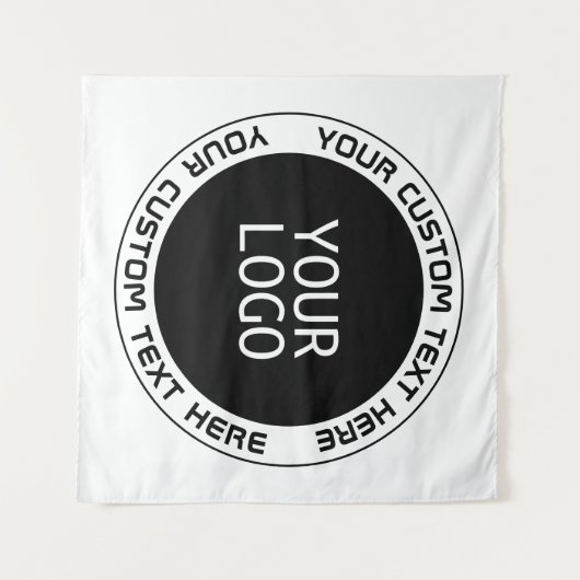 Bewerkbare circulaire tekst en vervangbare Logo |  Wandkleed (Voorkant (horizontaal))