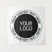 Bewerkbare circulaire tekst en vervangbare Logo |  Wandkleed (Voorkant)