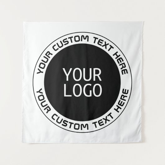 Bewerkbare circulaire tekst en vervangbare Logo |  Wandkleed (Voorkant)