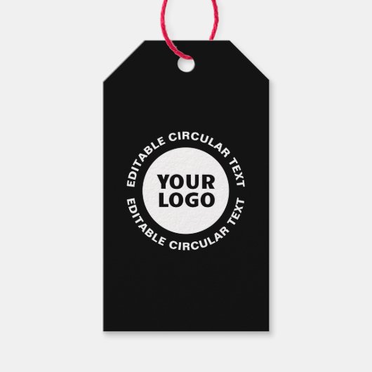 Bewerkbare circulaire tekst Sjabloon en uw Logo Cadeaulabel (Voorkant)