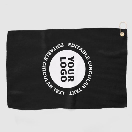 Bewerkbare circulaire tekst Sjabloon en uw Logo Golfhanddoek (Horizontaal)